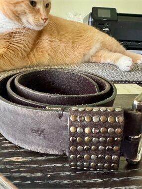 Frye Black Stud Accent Leather Belt